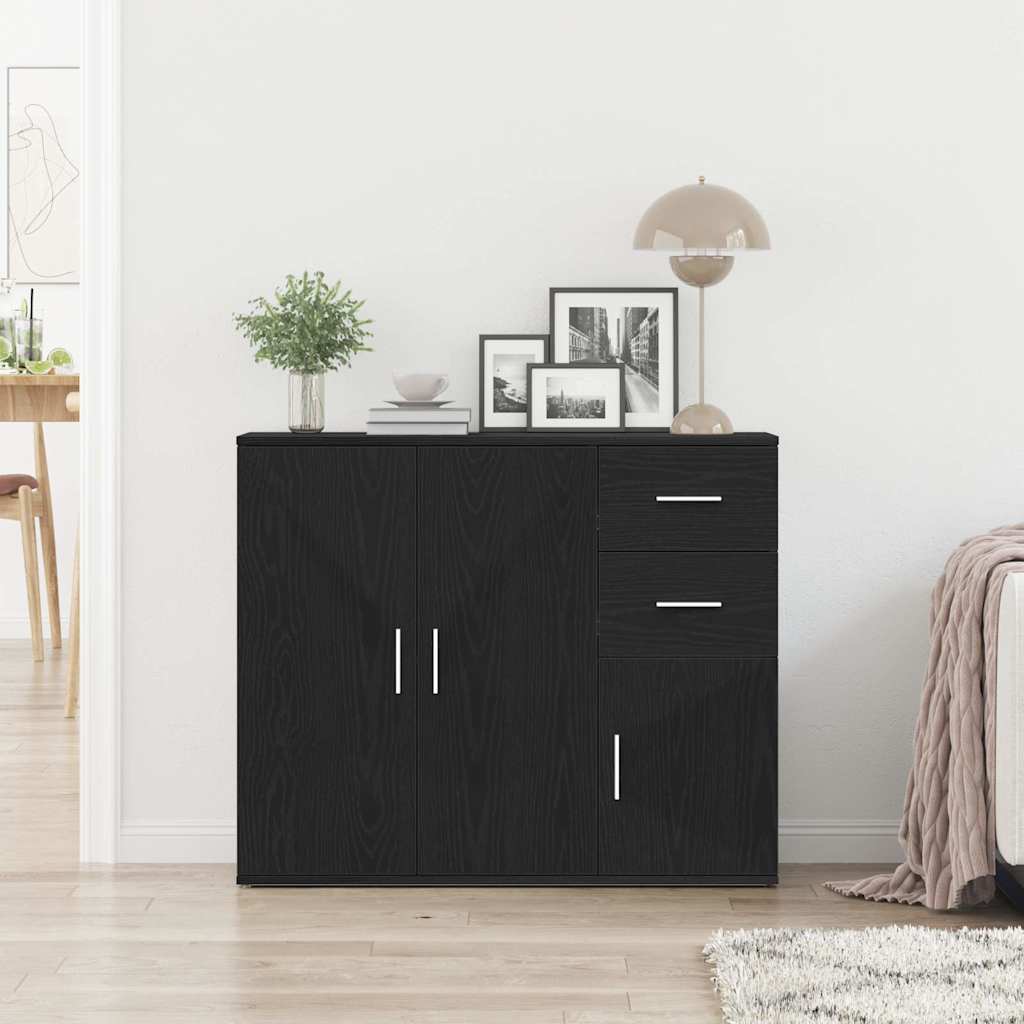 Aparador carvalho preto 91x29,5x75 cm madeira engenheirada