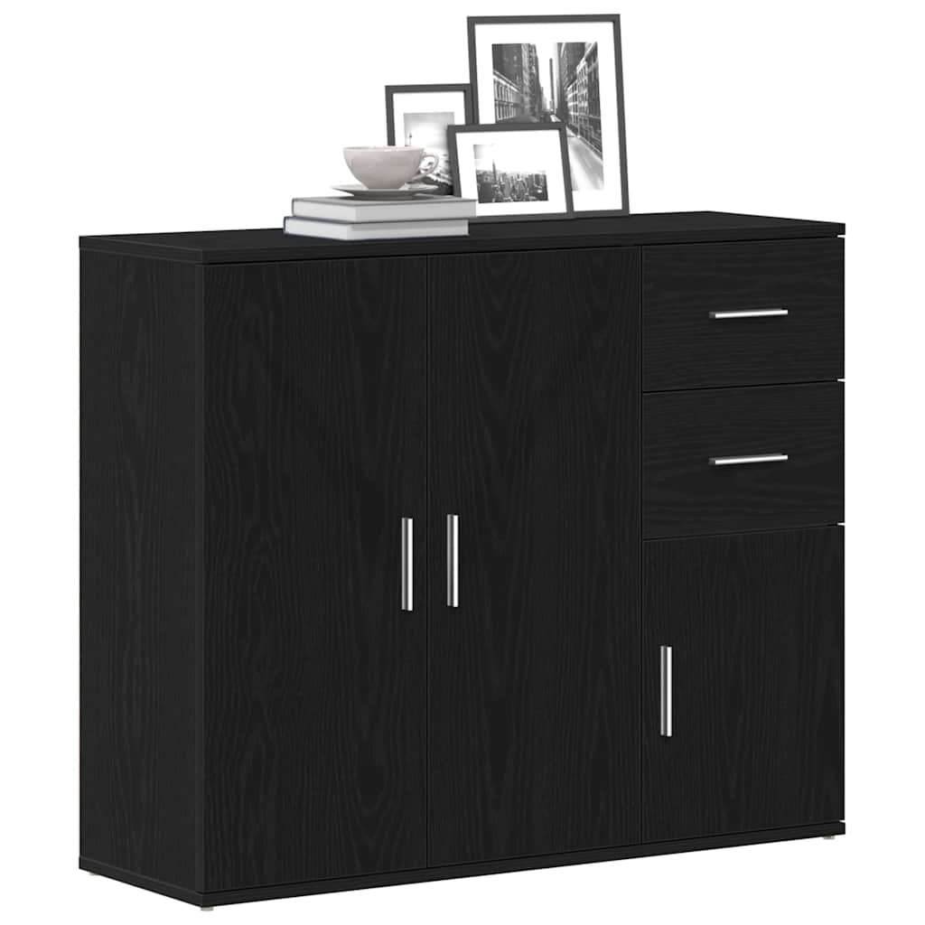 Aparador carvalho preto 91x29,5x75 cm madeira engenheirada