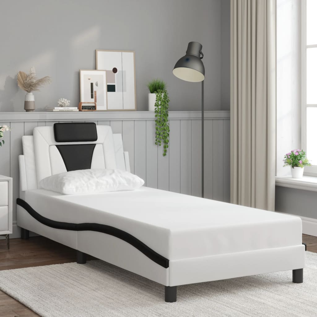 Estrutura de cama viana com LED sem colchão 90x200cm branco/preto