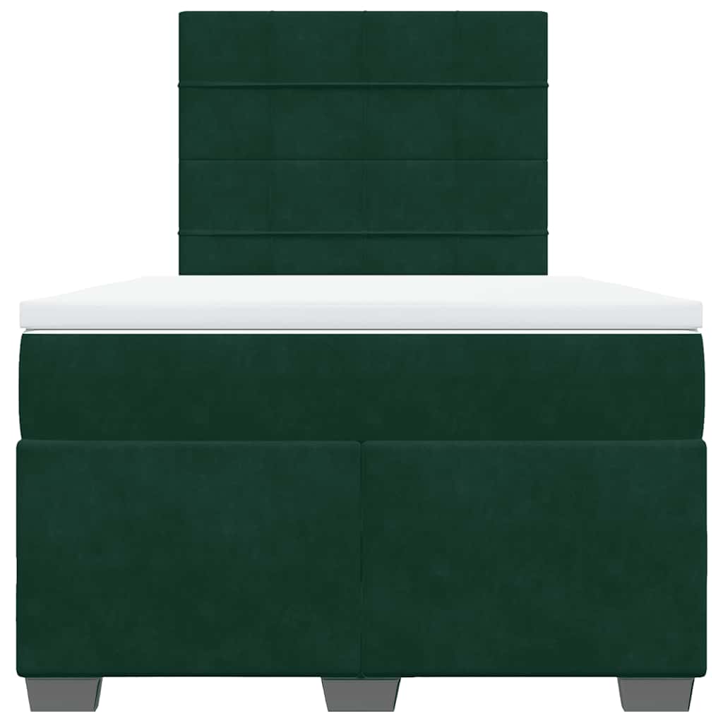 Cama boxspring com colchão 120x190 cm veludo verde-escuro