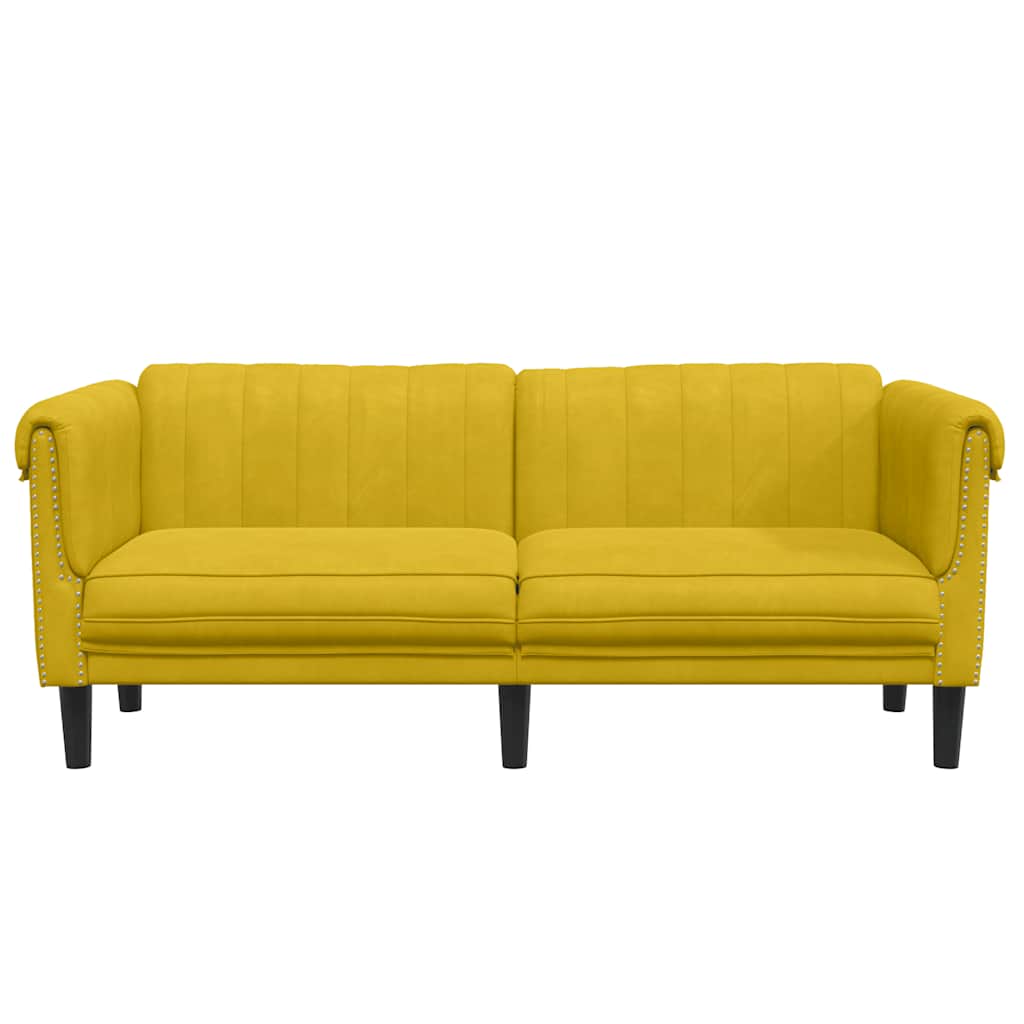 Sofá de 2 lugares veludo amarelo