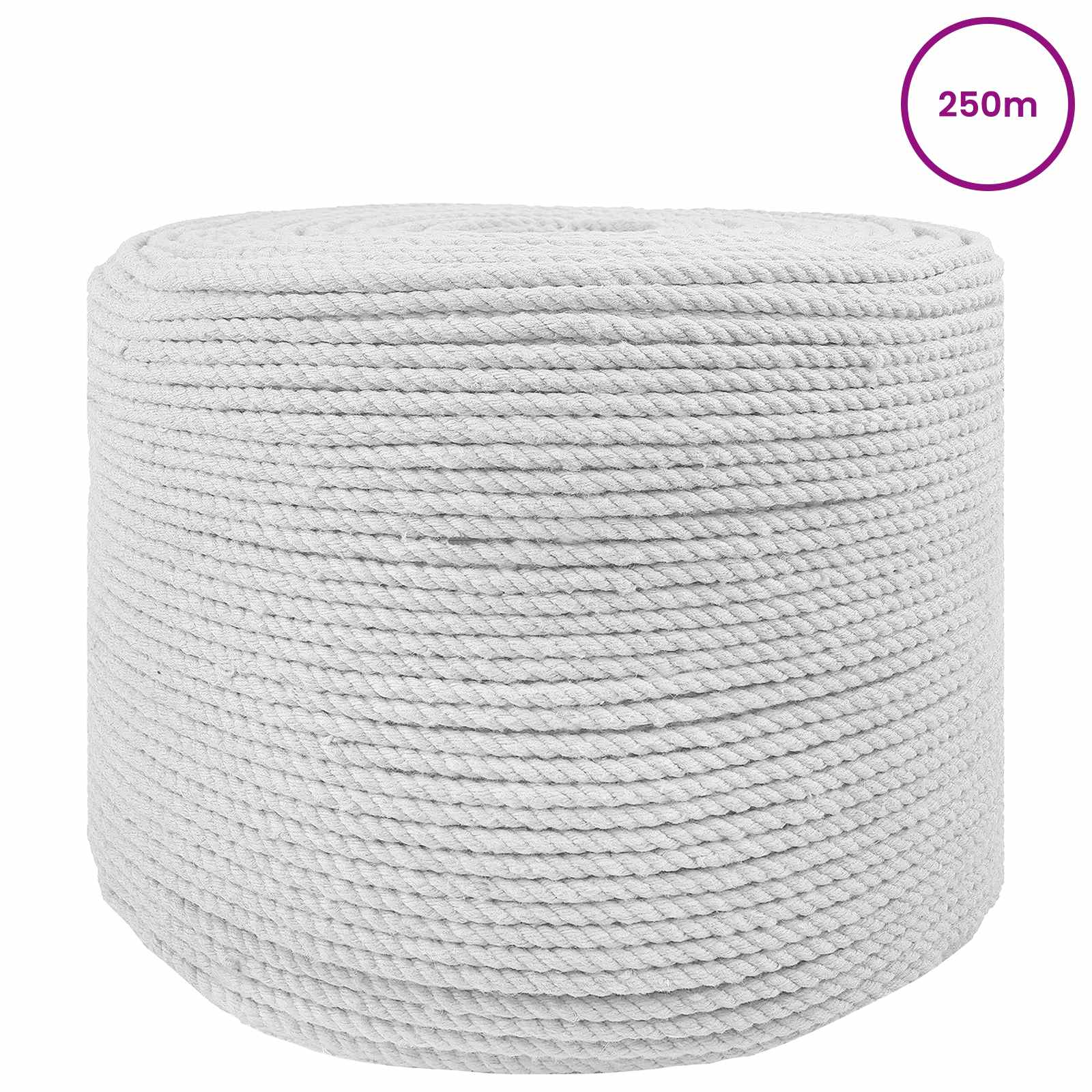 Corda de algodão 8 mm 250 m branco 100% algodão