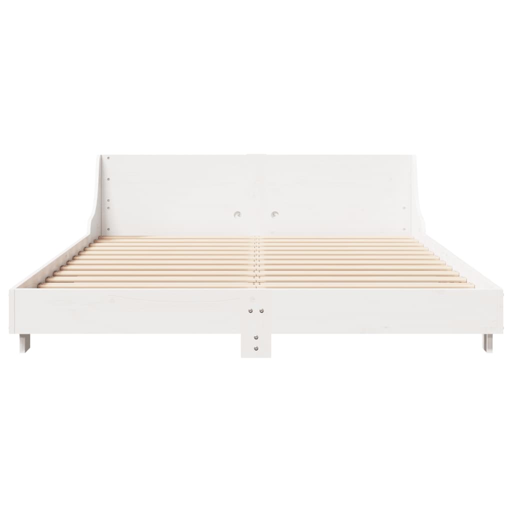 Cama sem colchão 140x190 cm madeira de pinho maciça branco
