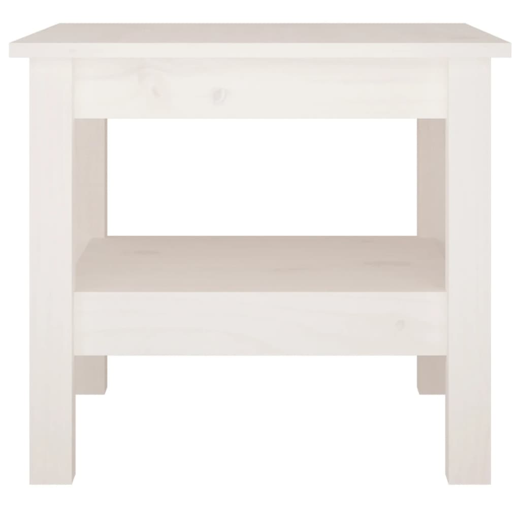 Mesa de centro branca 45x45x40 cm madeira maciça pinho