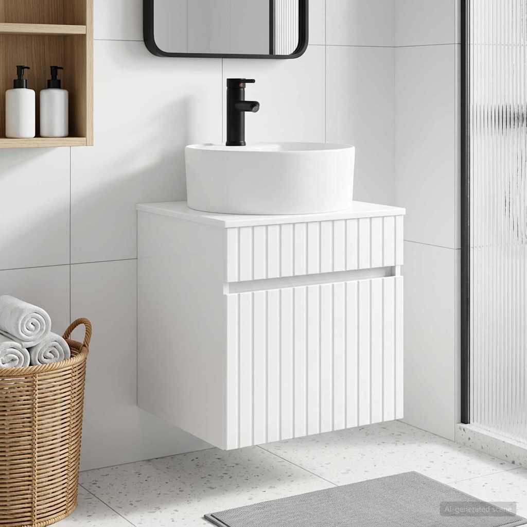 Vanidade de pia de parede branco brilhante 49 x 44,5 x 65 cm
