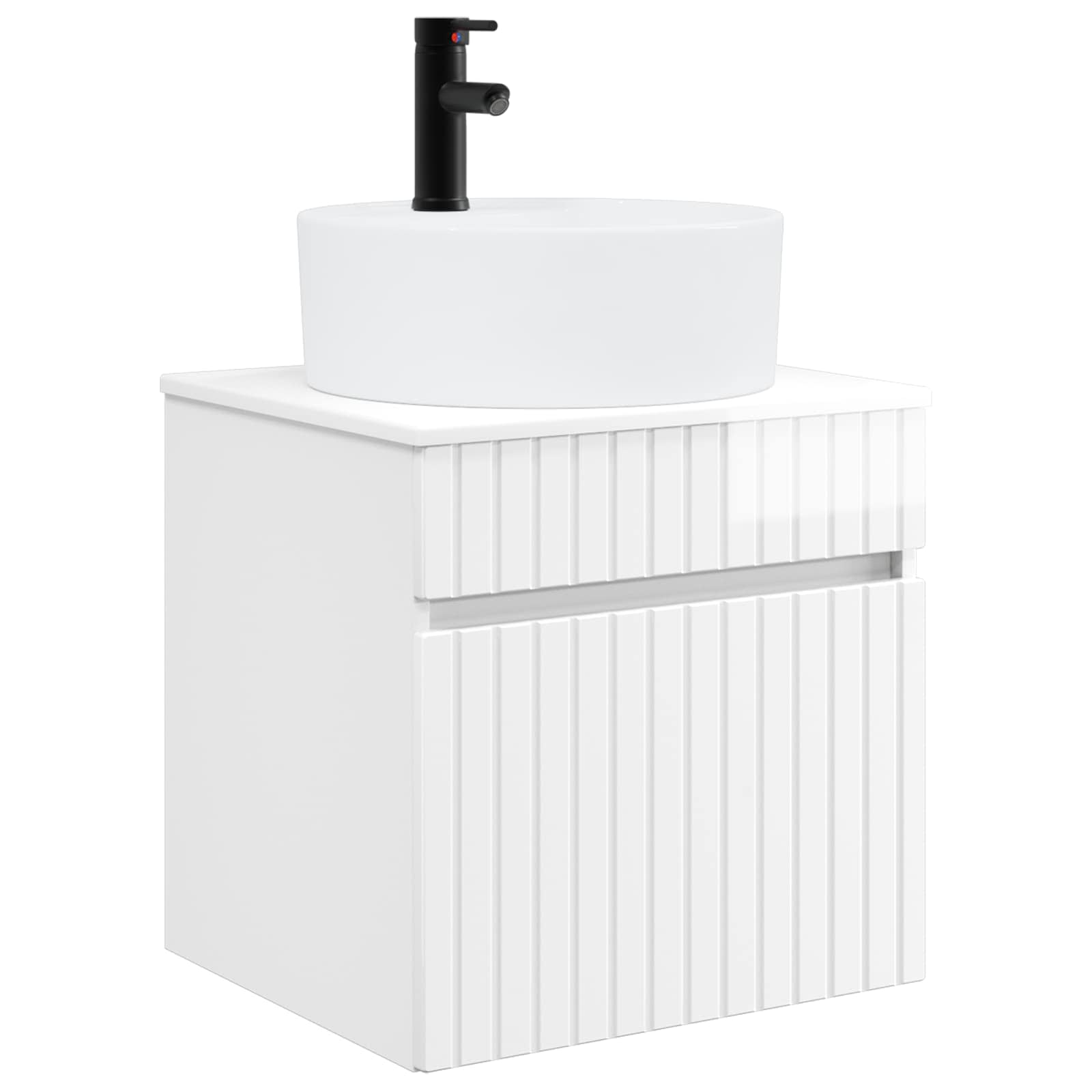 Vanidade de pia de parede branco brilhante 49 x 44,5 x 65 cm