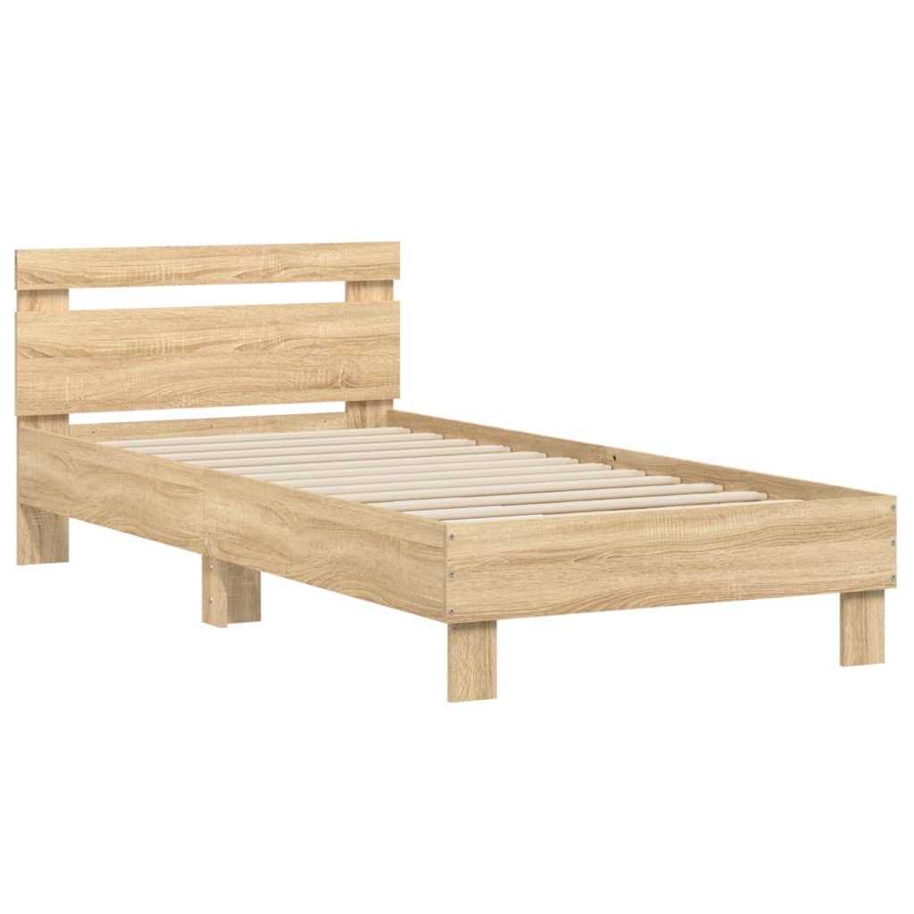 Cama sem colchão com cabeceira 90x200 cm carvalho sonoma