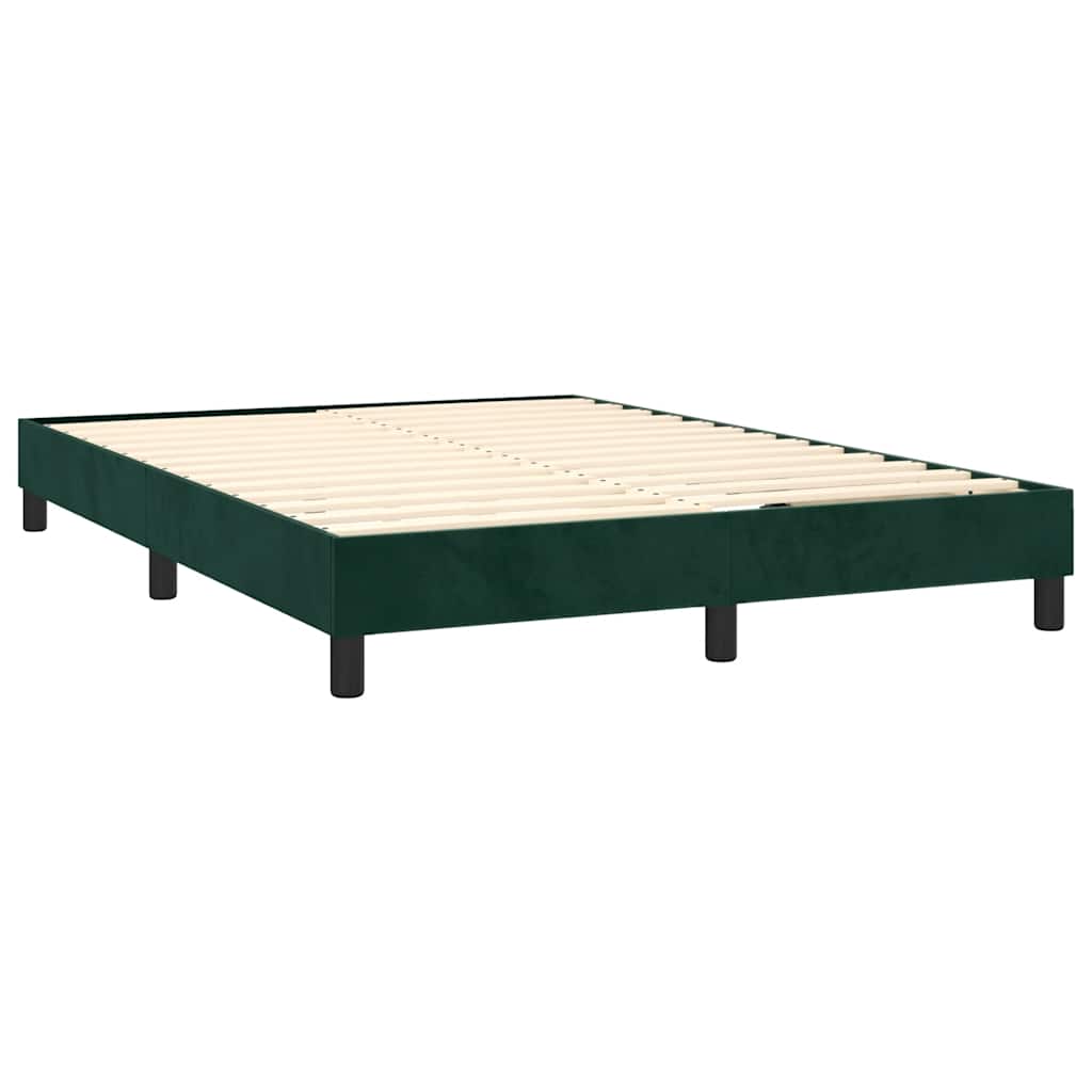 Cama com molas/colchão 140x190 cm veludo verde-escuro
