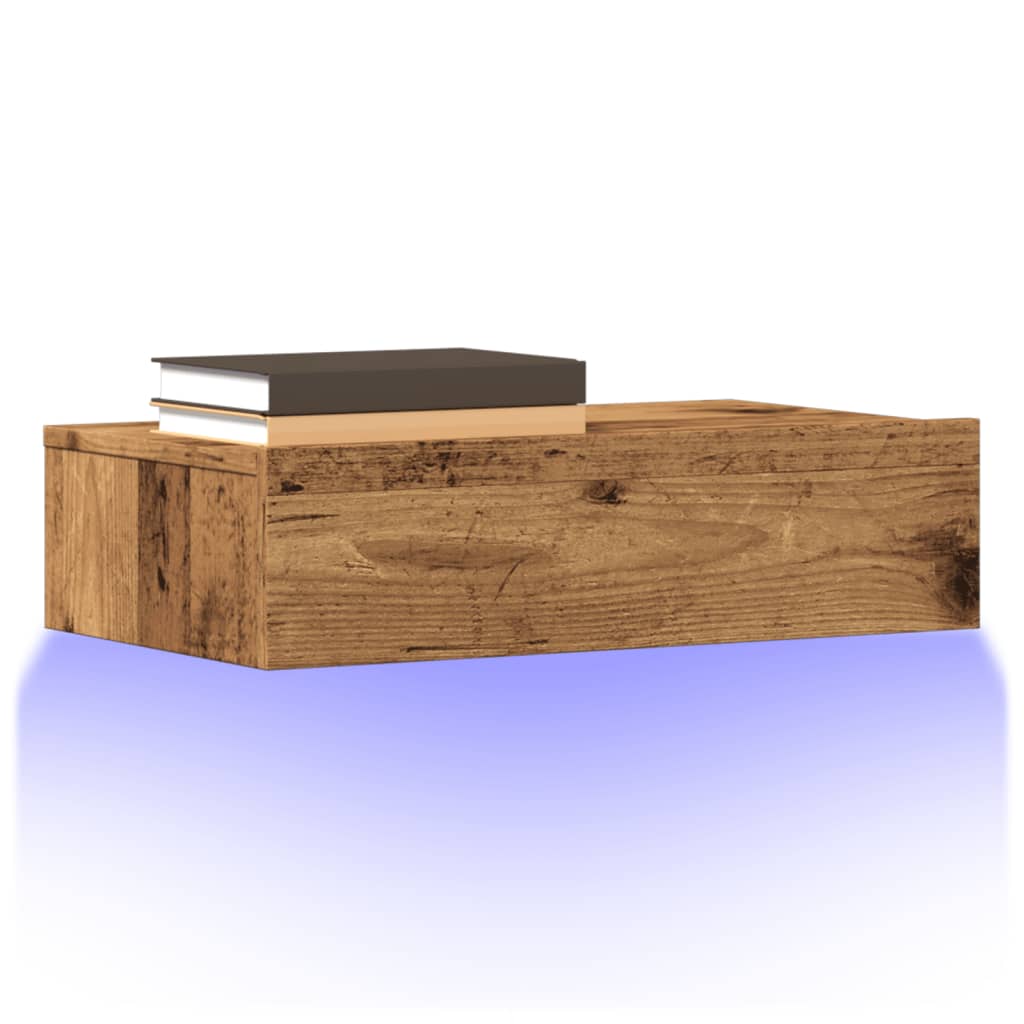 Móvel de TV com luzes LED 60x35x15,5 cm madeira velha