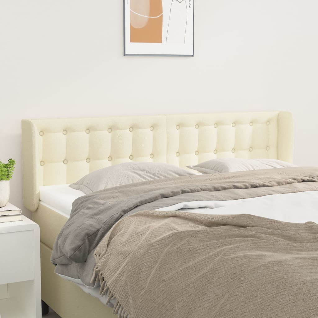 Cabeceira de cama c/ abas couro artificial 147x16x78/88cm creme