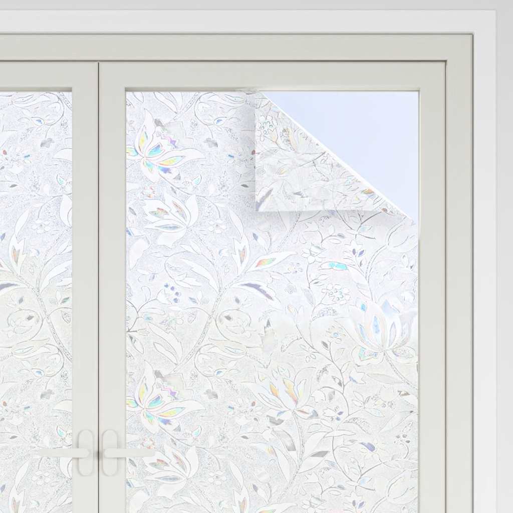 Películas para janela 2 pcs PVC fosco padrão de flor