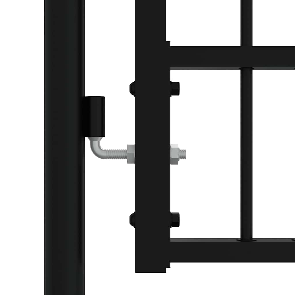 Portão de cerca kampen com ponta em forma de lança, preto, 302x78 cm, em aço.