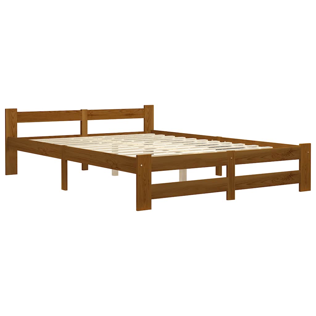 Estrutura de cama 160x200 cm madeira pinho maciço castanho mel