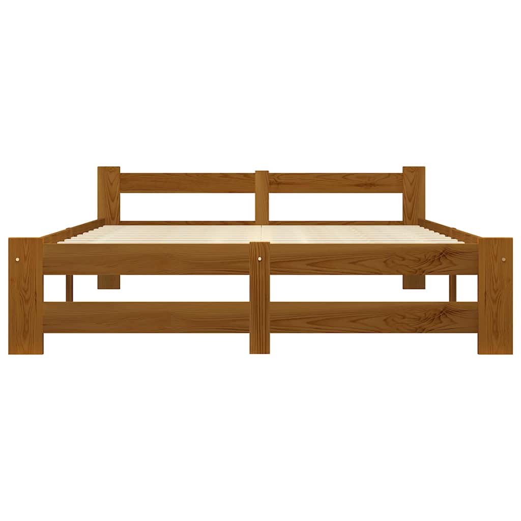 Estrutura de cama 160x200 cm madeira pinho maciço castanho mel