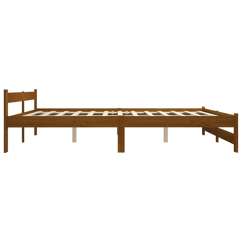Estrutura de cama 160x200 cm madeira pinho maciço castanho mel