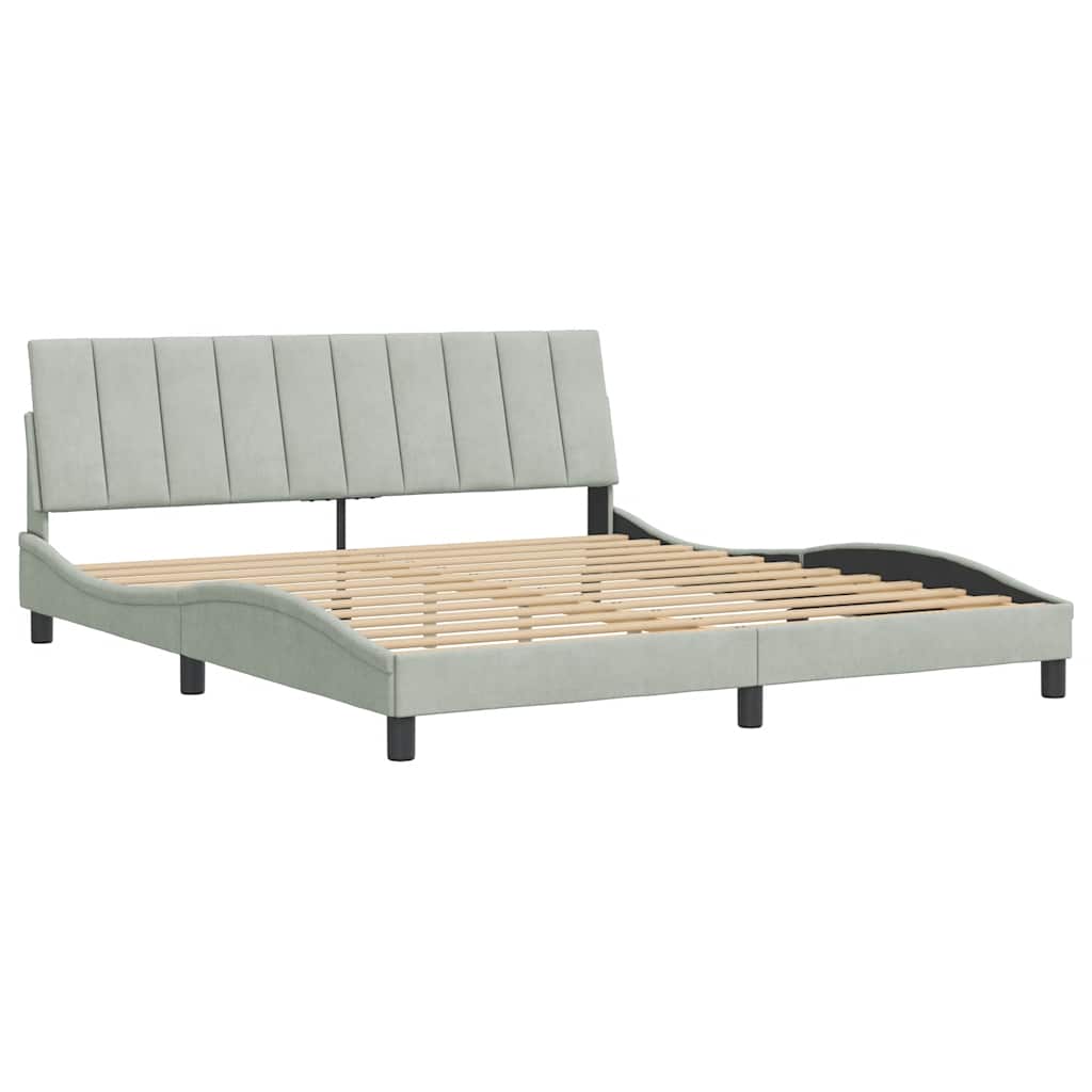 Estrutura de cama sem colchão hanko 180x200 cm veludo cinzento-claro