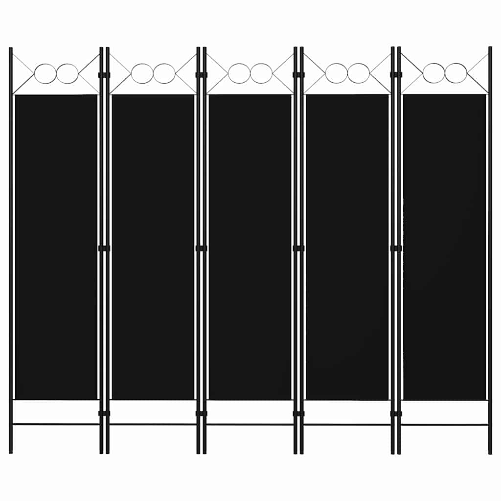 Divisória de quarto com 5 painéis 200x180 cm preto