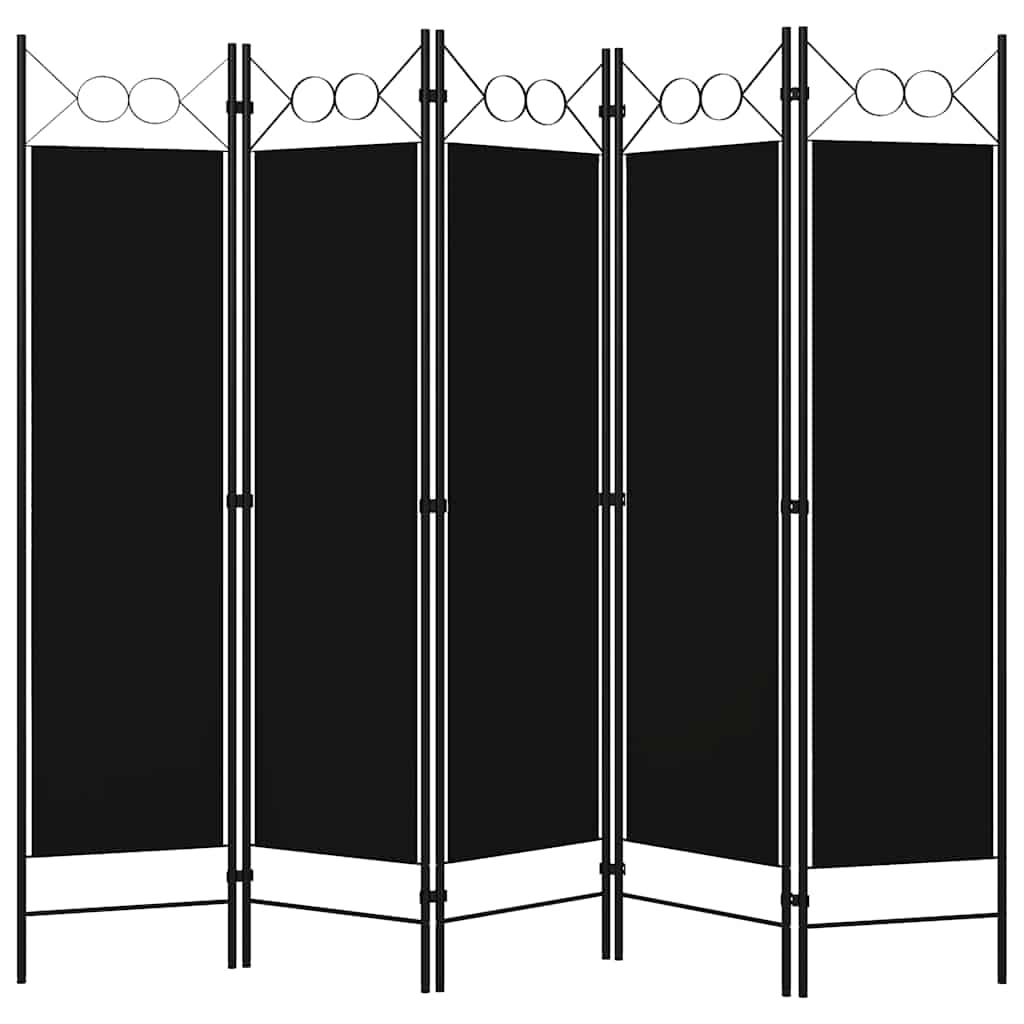 Divisória de quarto com 5 painéis 200x180 cm preto