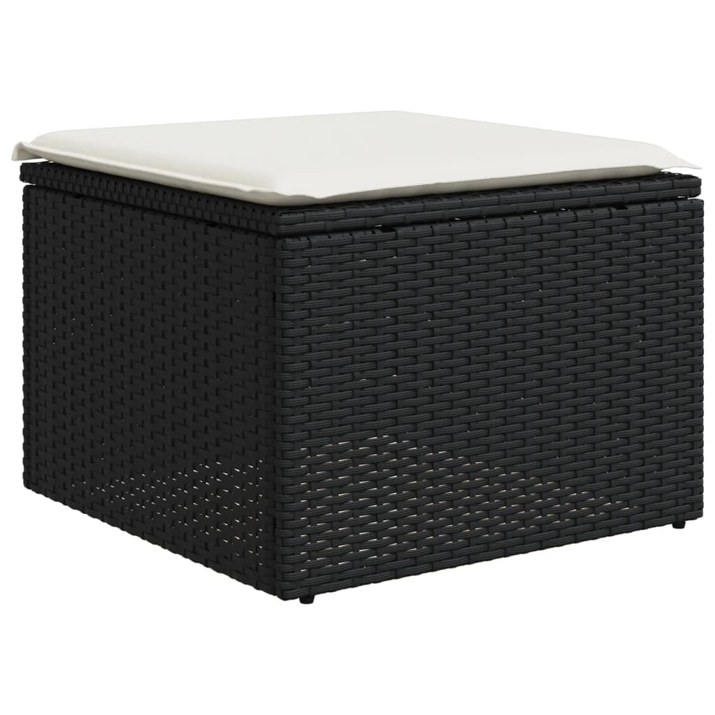 7 Pcs conjunto de sofás p/ jardim c/ almofadões vime PE preto