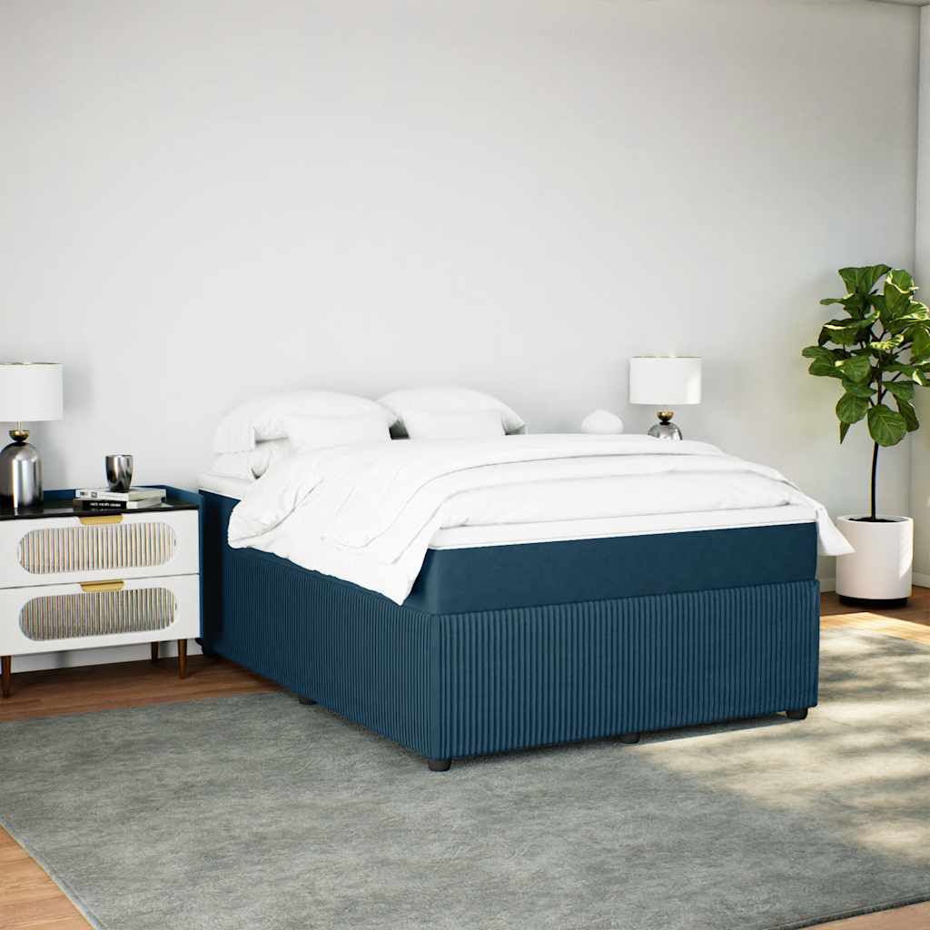 Cama com molas/colchão 140x200 cm veludo azul-escuro