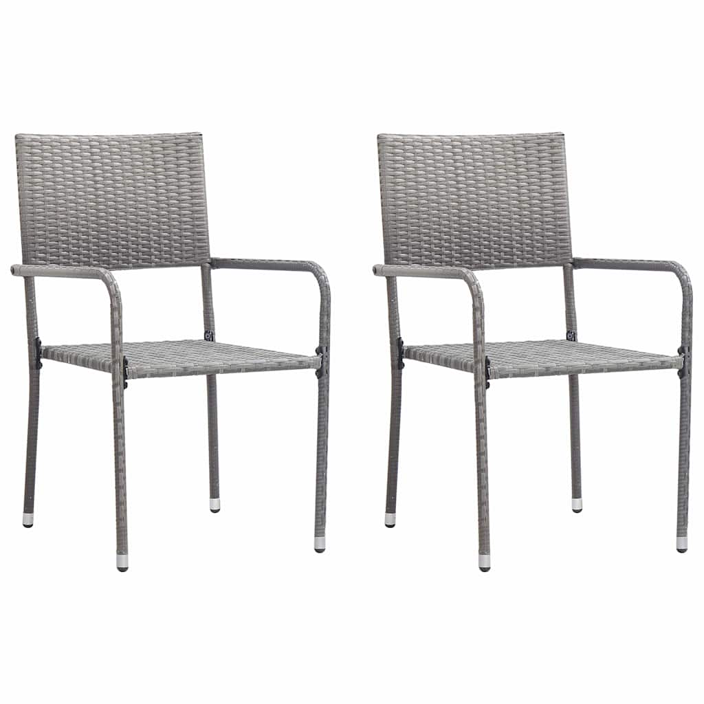 Cadeiras de jantar empilháveis para jardim 2 pcs vime PE cinza