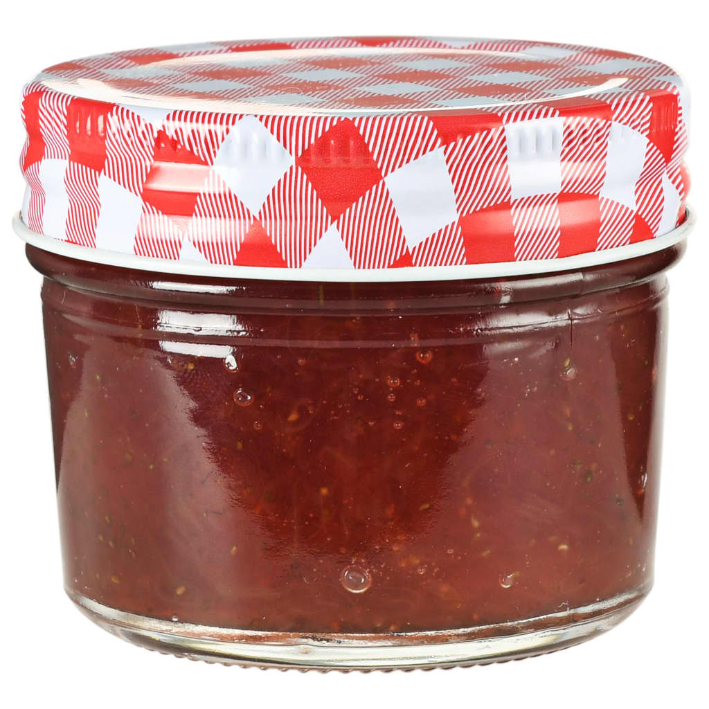 Frascos de vidro com tampas brancas e vermelhas 96 pcs 110 ml