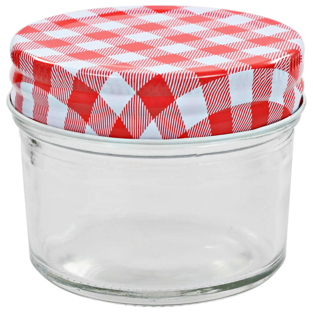 Frascos de vidro com tampas brancas e vermelhas 96 pcs 110 ml