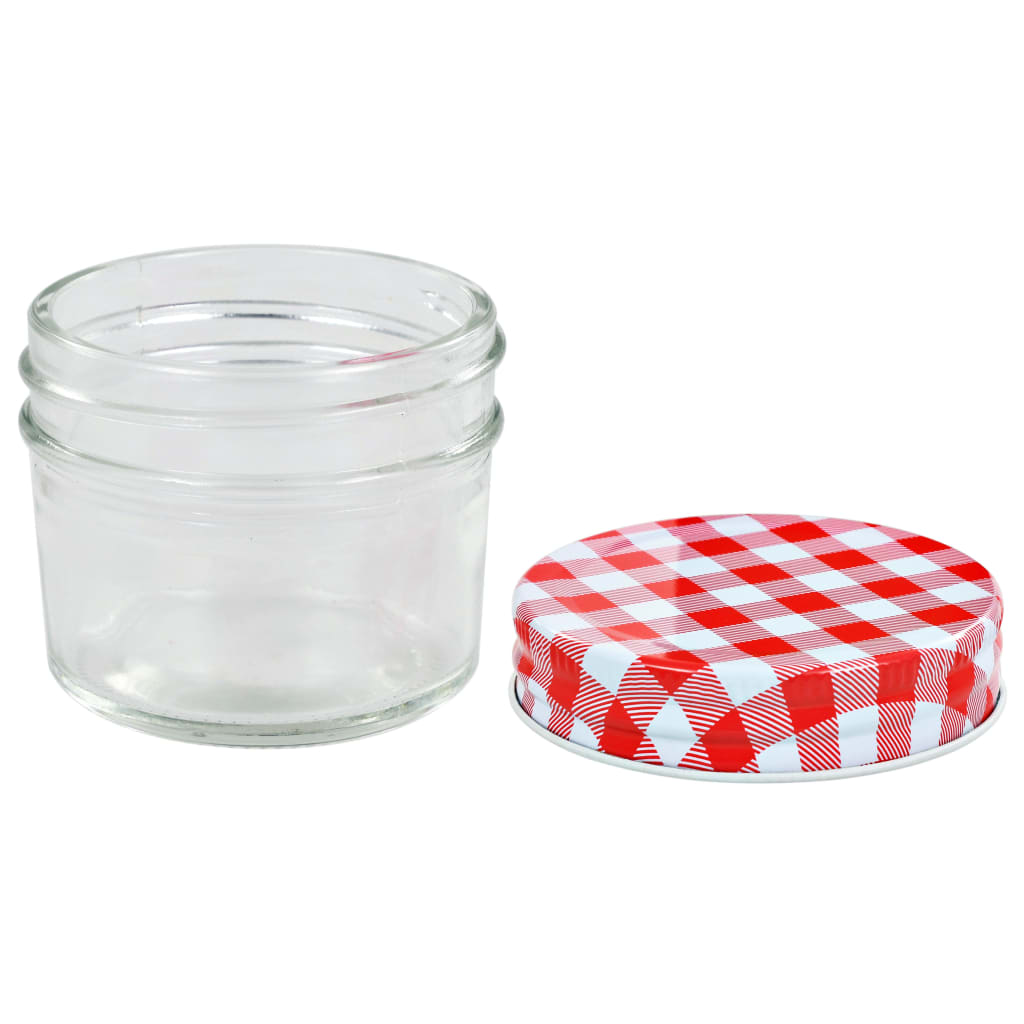 Frascos de vidro com tampas brancas e vermelhas 96 pcs 110 ml