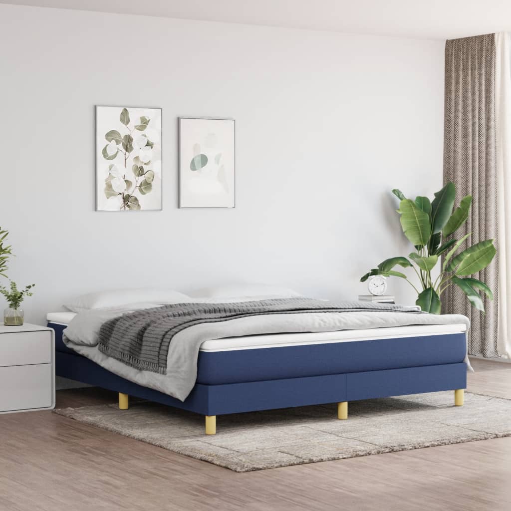 Estrutura de cama com molas 160x200 cm tecido azul