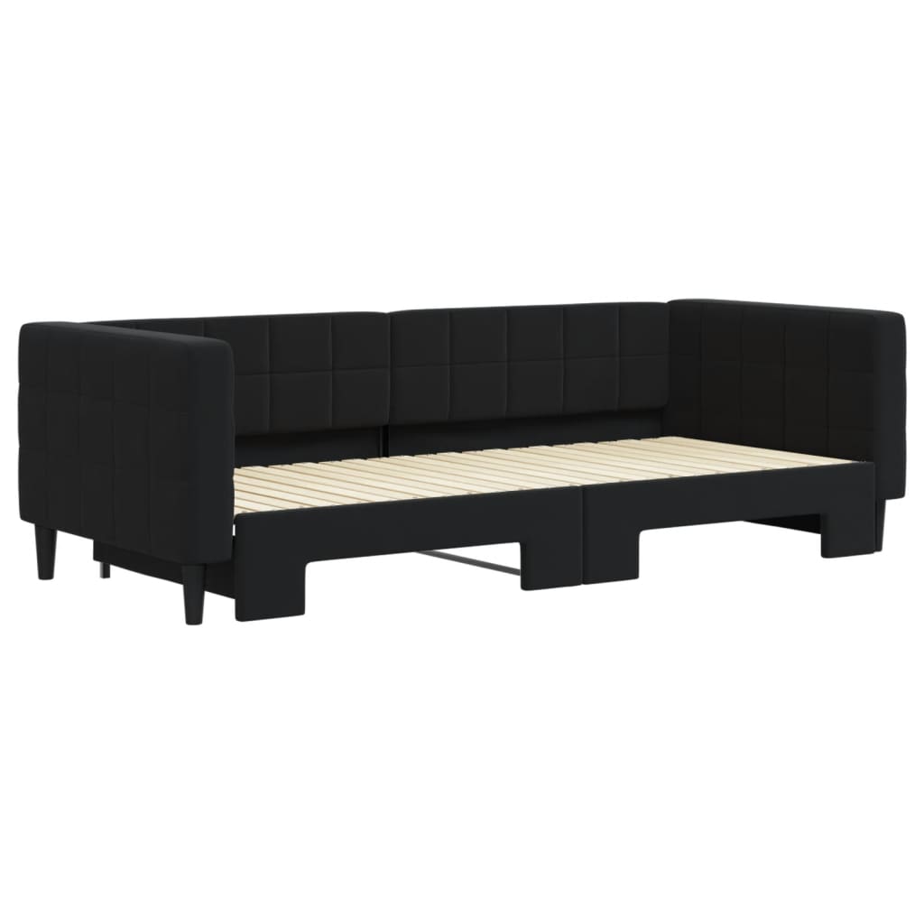 Sofá-cama com gavetão 90x200 cm veludo preto