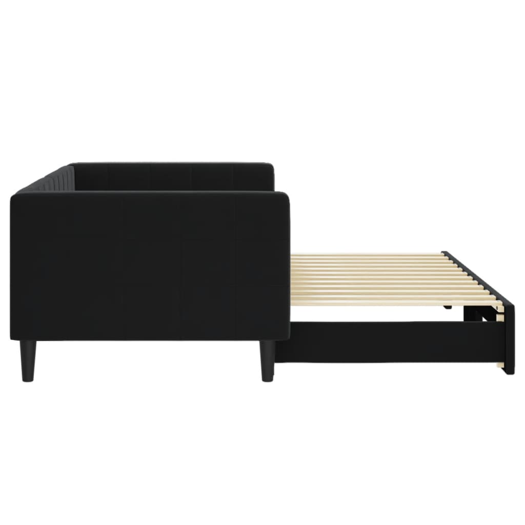 Sofá-cama com gavetão 90x200 cm veludo preto