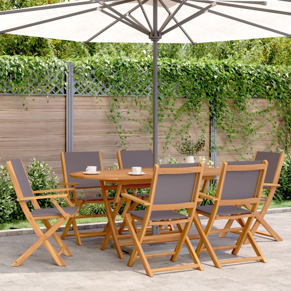 Cadeiras jardim dobráveis 6 pcs tecido/madeira maciça antracite