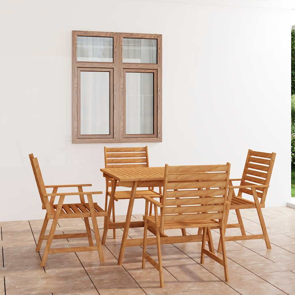5 Pcs conjunto de jantar para jardim madeira de acácia maciça