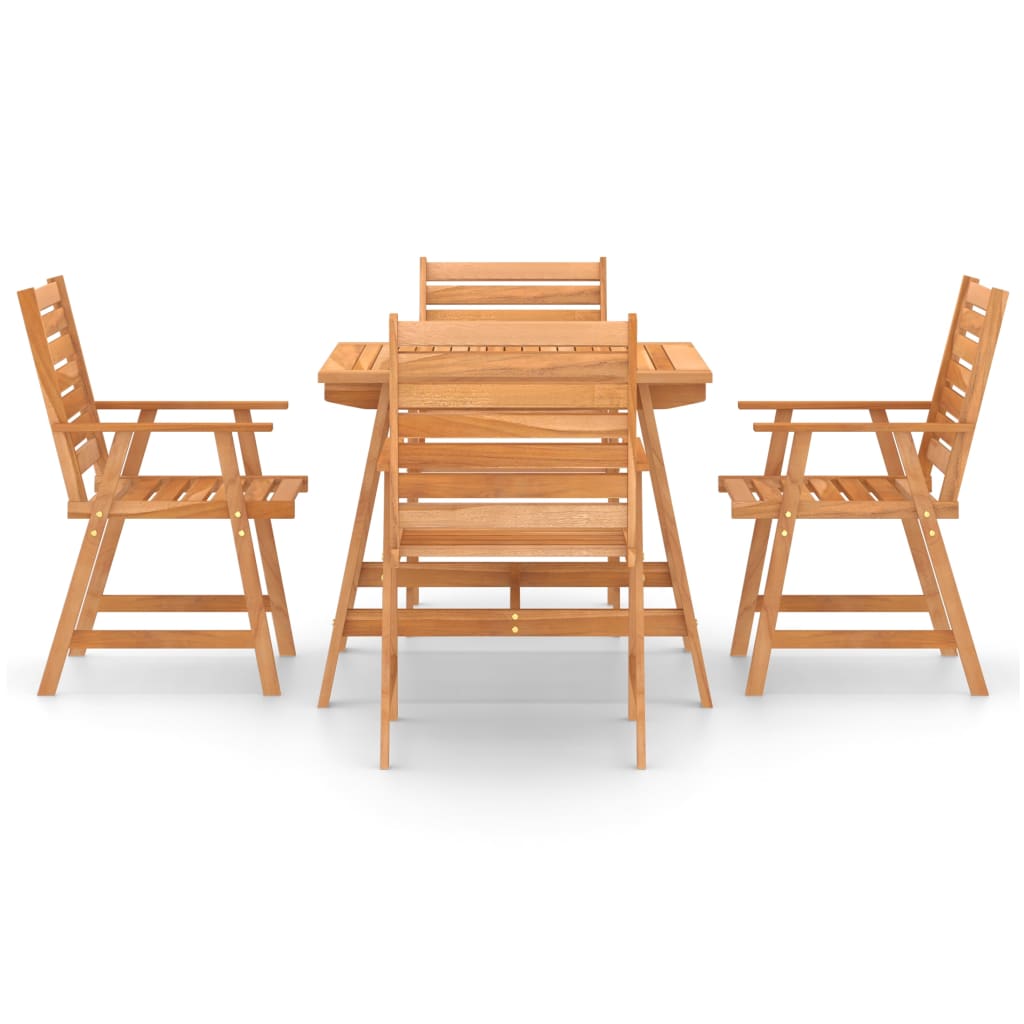 5 Pcs conjunto de jantar para jardim madeira de acácia maciça