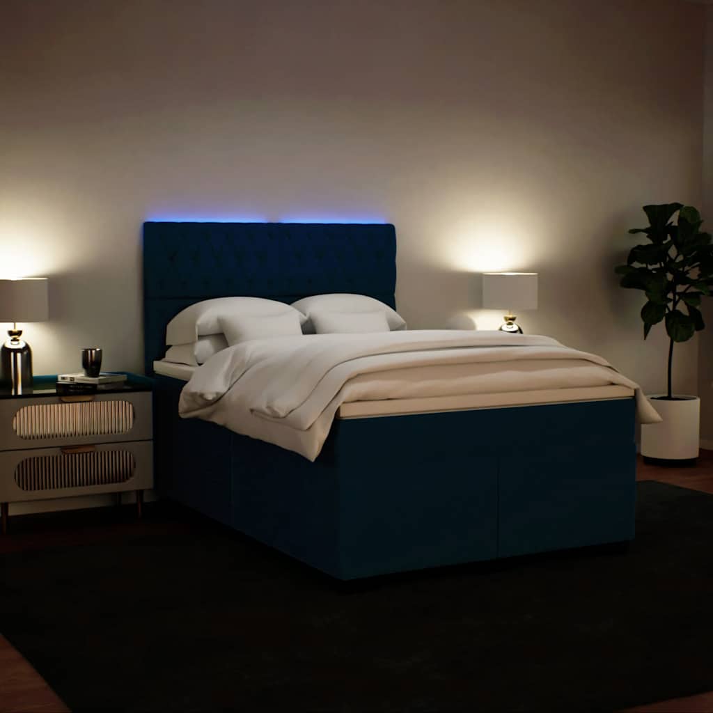 Cama com molas/colchão 140x200 cm veludo azul