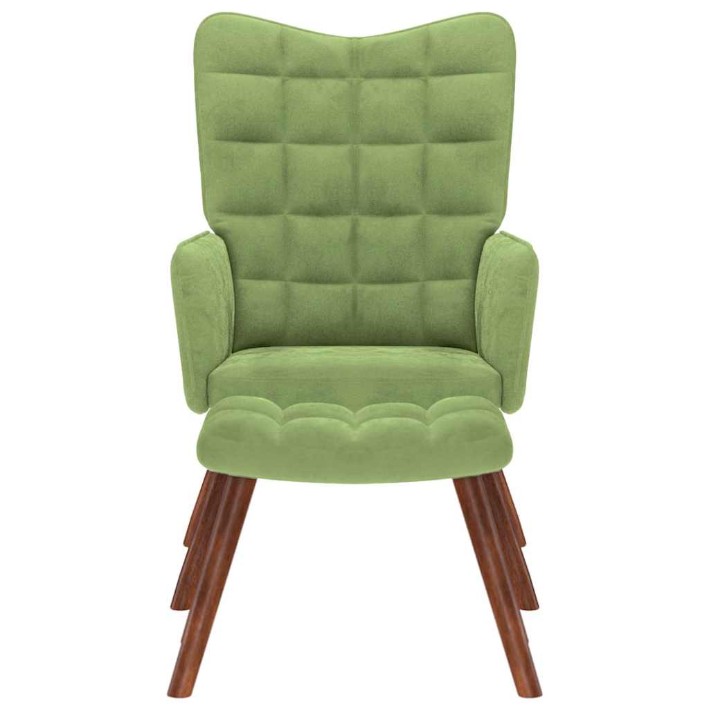 Cadeira de descanso com banco veludo verde-claro