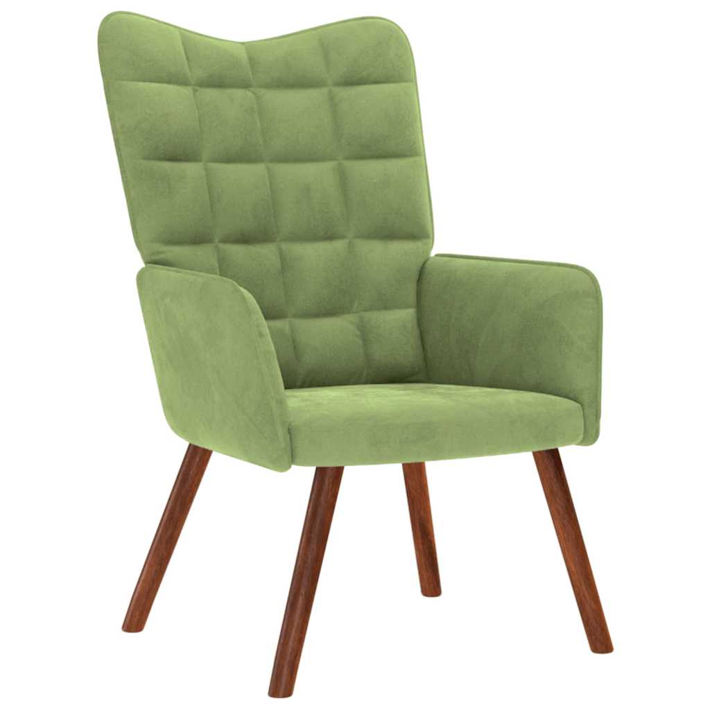 Cadeira de descanso com banco veludo verde-claro