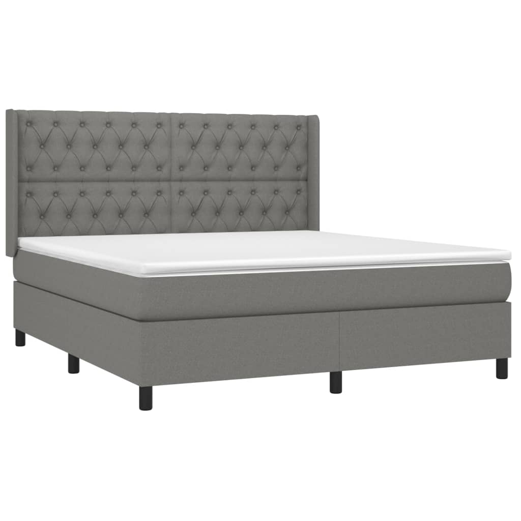 Cama com molas/colchão 160x200 cm tecido cinzento-escuro
