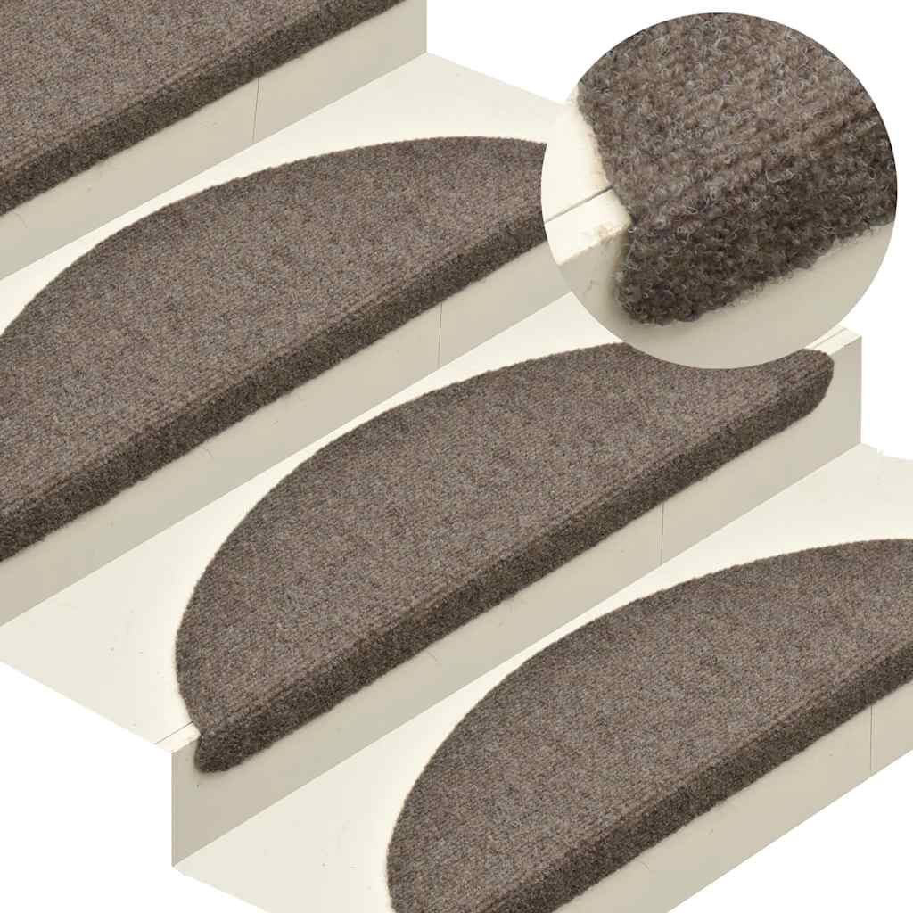 Tapetes de escada autoadesivos 10 peças 65x21x4 cm bege semicircular grande