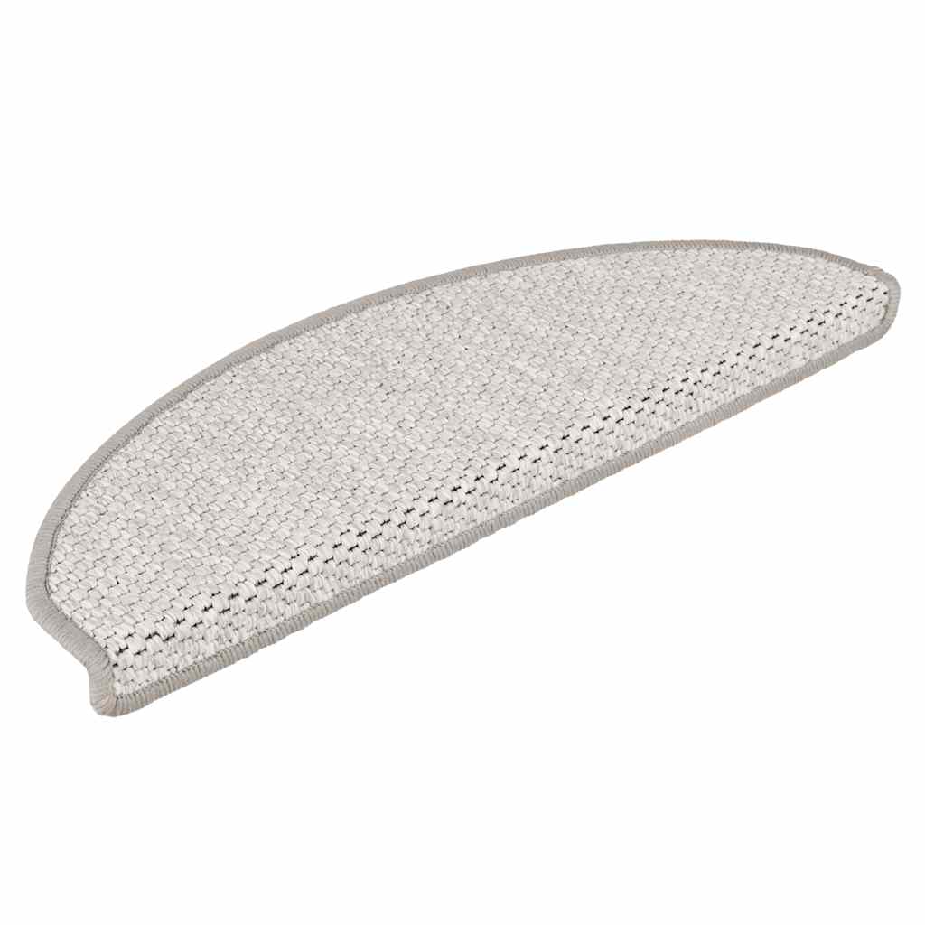 Tapetes escada adesivos aspeto sisal 15pcs 65x21x4 cm platinado