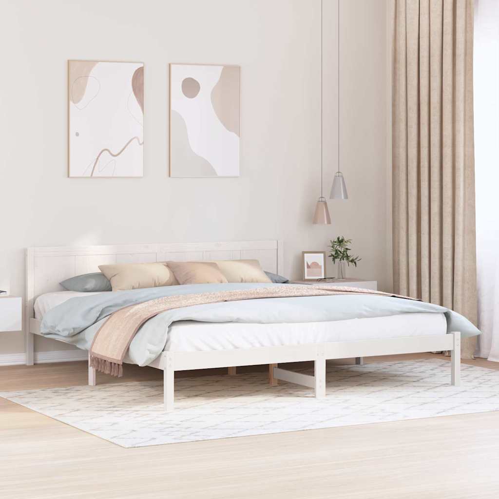 Estrutura da cama branco 180 x 200 cm madeira de pinho maciça