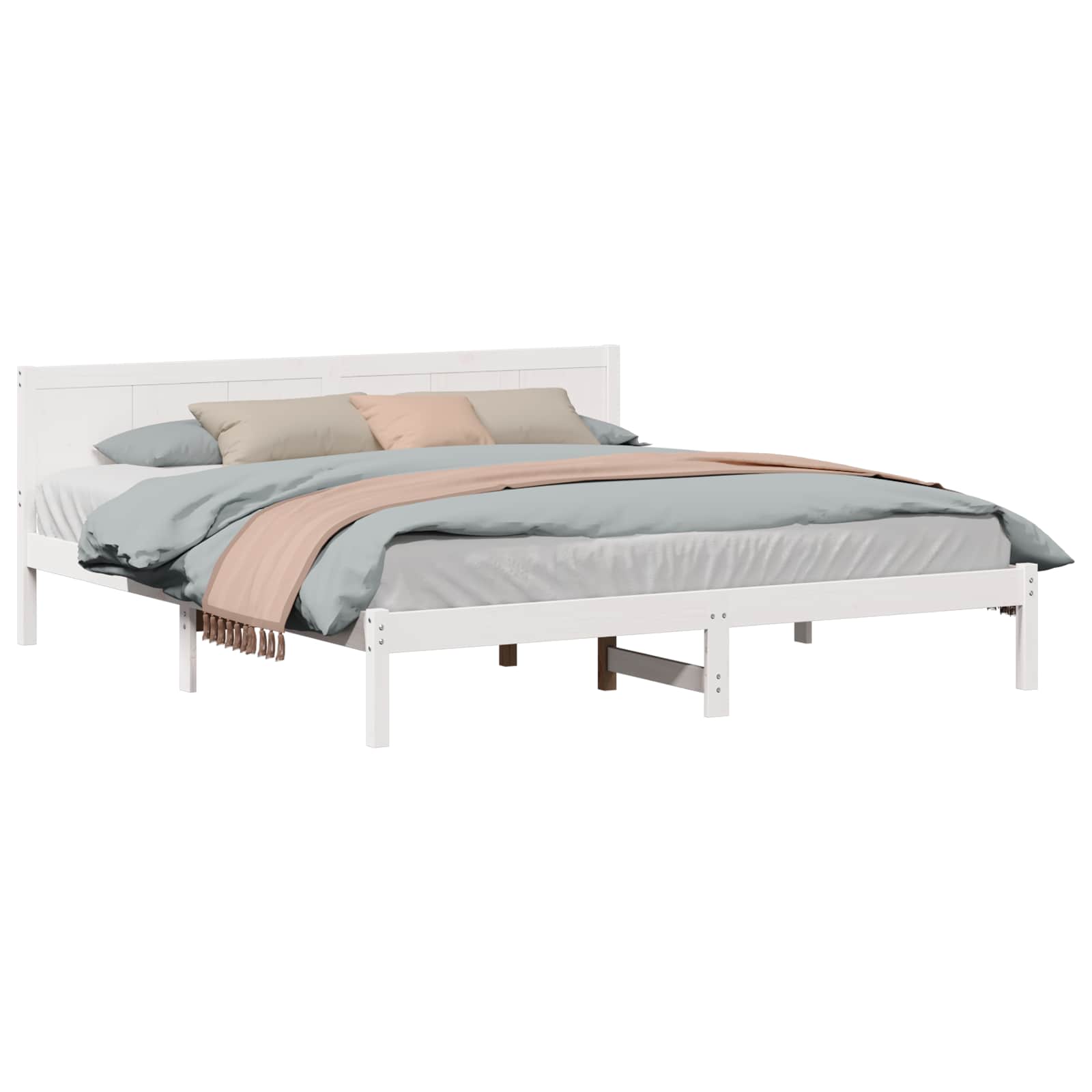 Estrutura da cama branco 180 x 200 cm madeira de pinho maciça