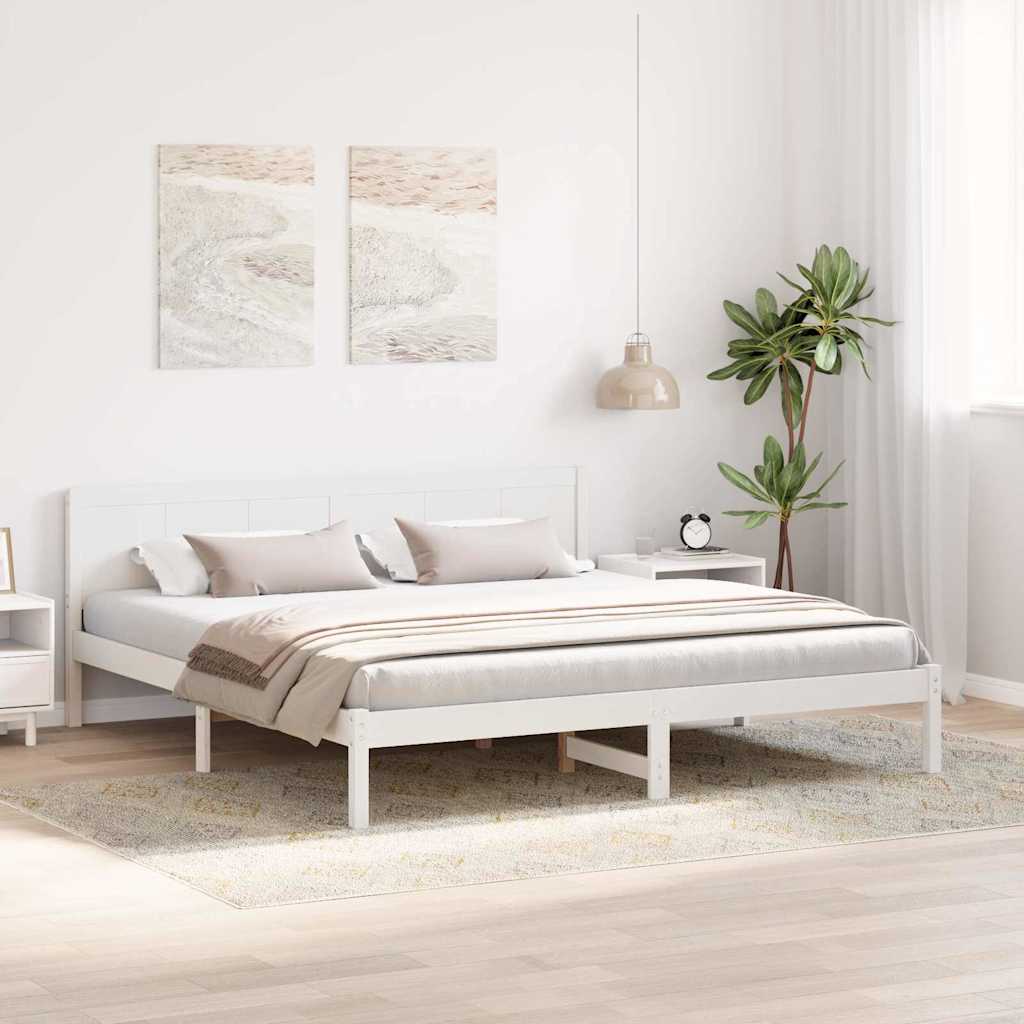 Estrutura da cama branco 180 x 200 cm madeira de pinho maciça