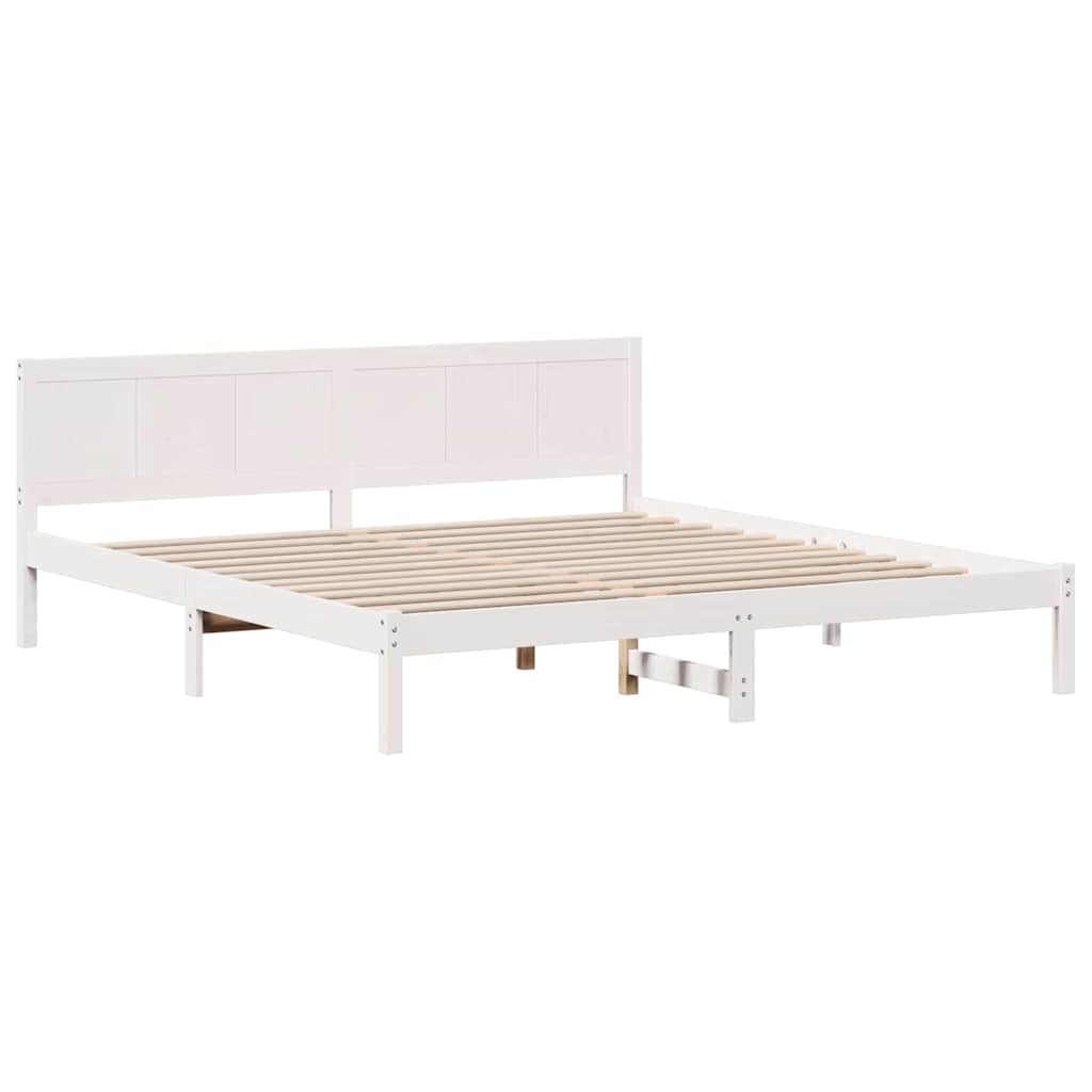 Estrutura da cama branco 180 x 200 cm madeira de pinho maciça