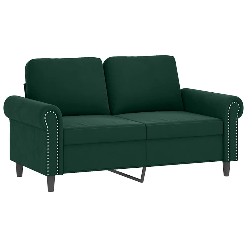 3 Pcs conjunto de sofás com almofadas veludo verde-escuro