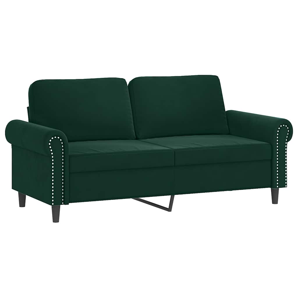 3 Pcs conjunto de sofás com almofadas veludo verde-escuro