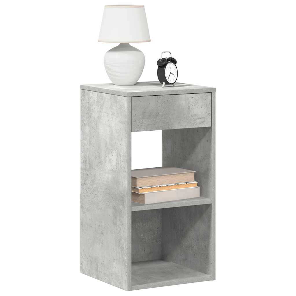 Mesas de cabeceira c/ gaveta 2pcs 35x34x66,5cm cinzento cimento