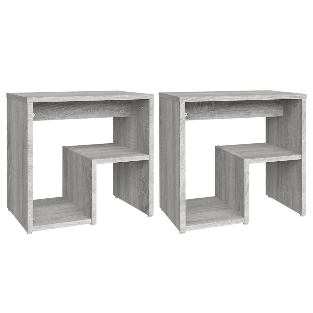 Mesas cabeceira 2 pcs 40x30x40 cm madeira proc. sonoma cinza