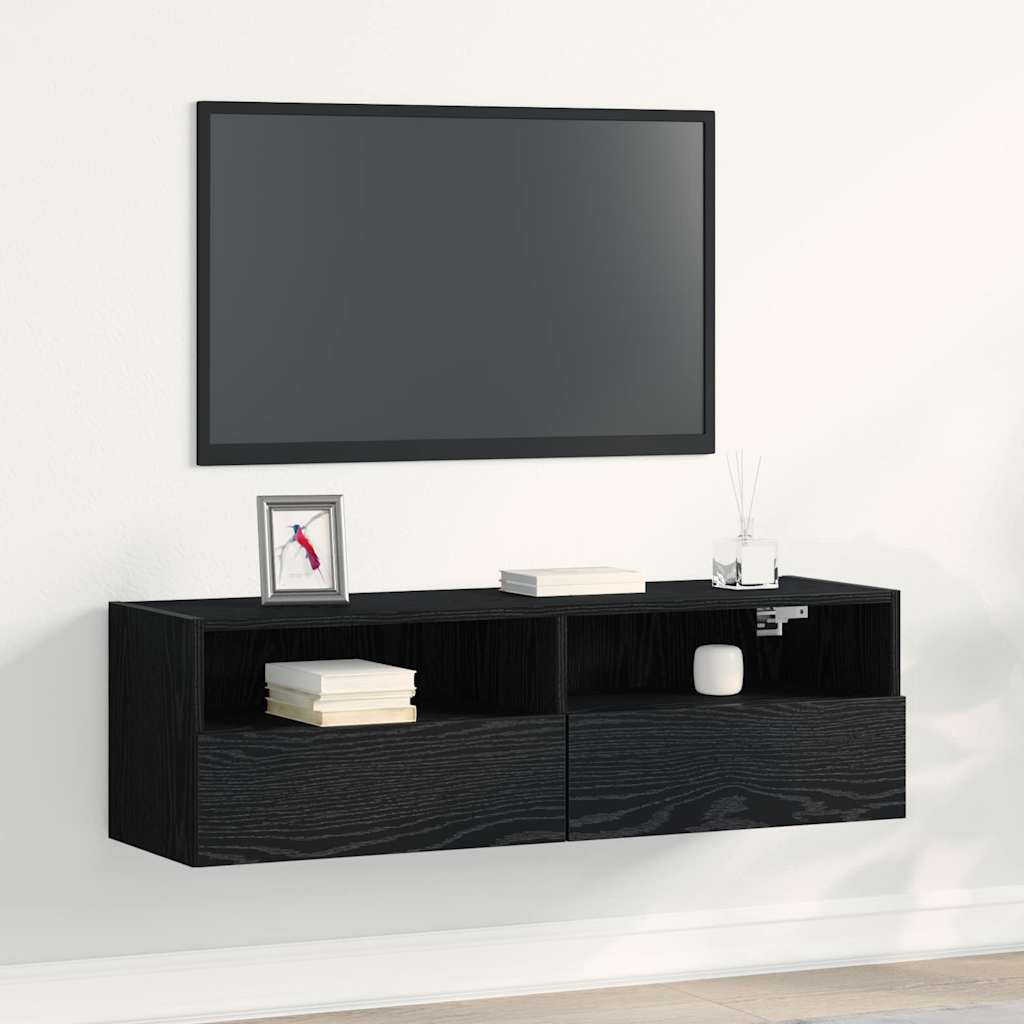 Armário de TV de parede 100 x 30 x 30 cm carvalho preto