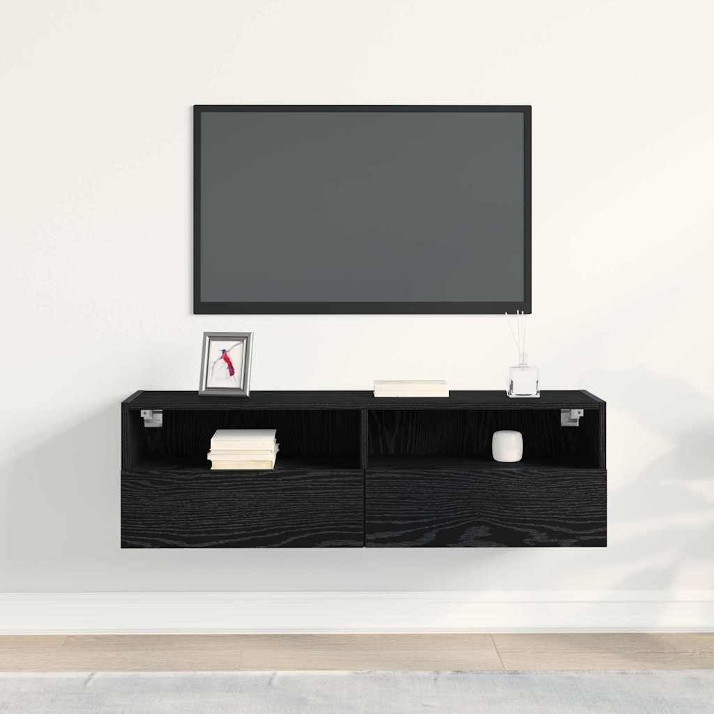 Armário de TV de parede 100 x 30 x 30 cm carvalho preto